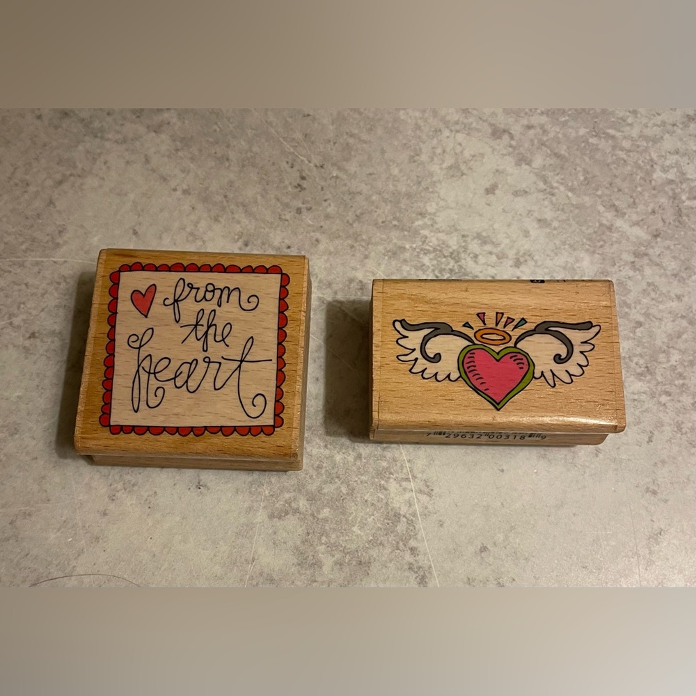 Stamps From The Heart Valentine Day Wooden Rubber Ink Craft Used & Unused